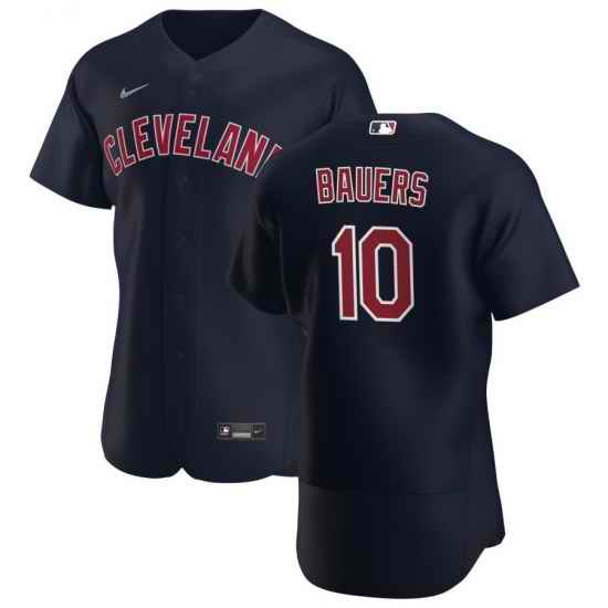 Men Cleveland Indians 10 Jake Bauers Men Nike Navy Alternate 2020 Flex Base Player MLB Jersey